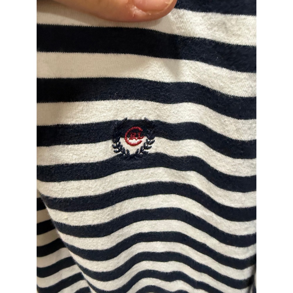 Preppy Nautical Polo Navy Blue White XXL Striped Chaps Ralph Lauren - Picture 4 of 4
